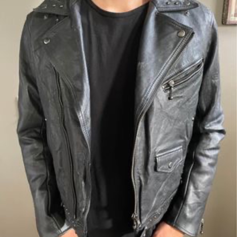 ASOS Death Rattle Leather Biker Jacket - Picture 5 of 7